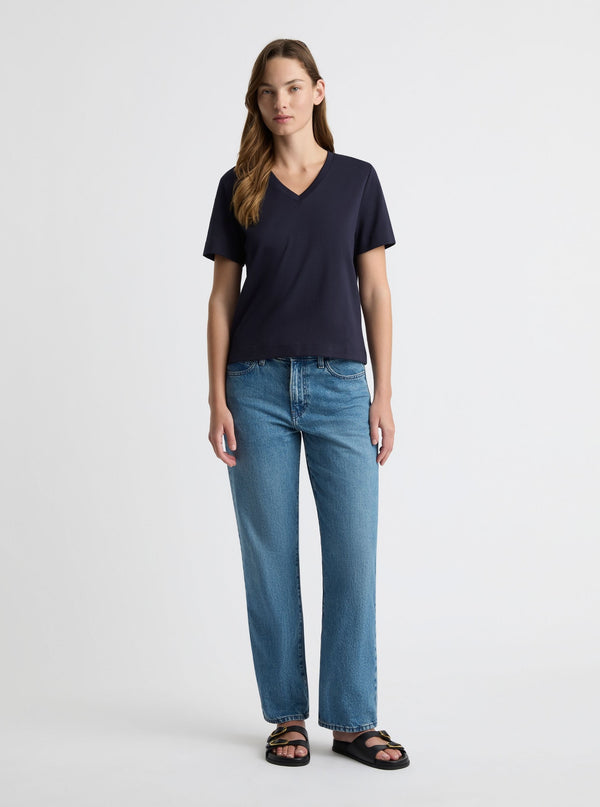 Navy|Zenya is 5'10" and wearing a size S