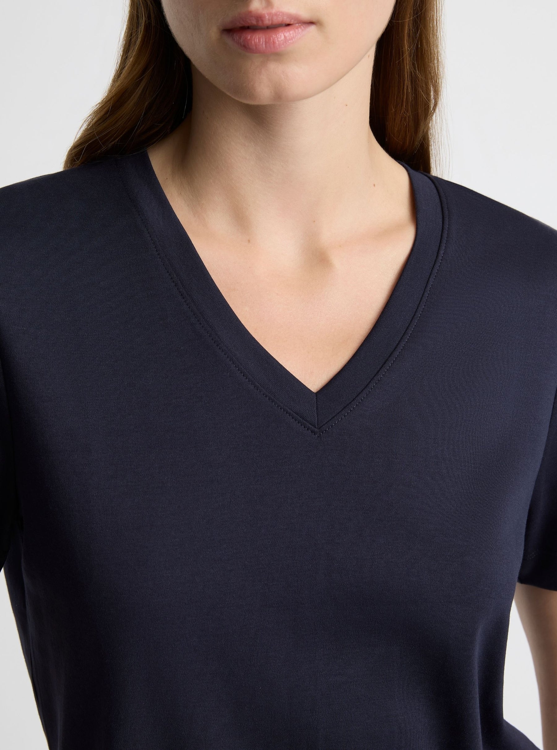 Navy|Zenya is 5'10" and wearing a size S