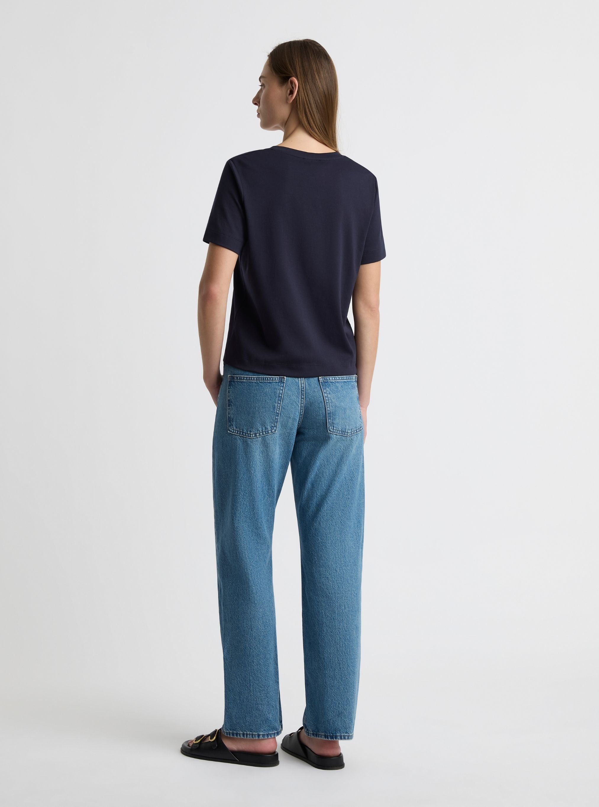 Navy|Zenya is 5'10" and wearing a size S