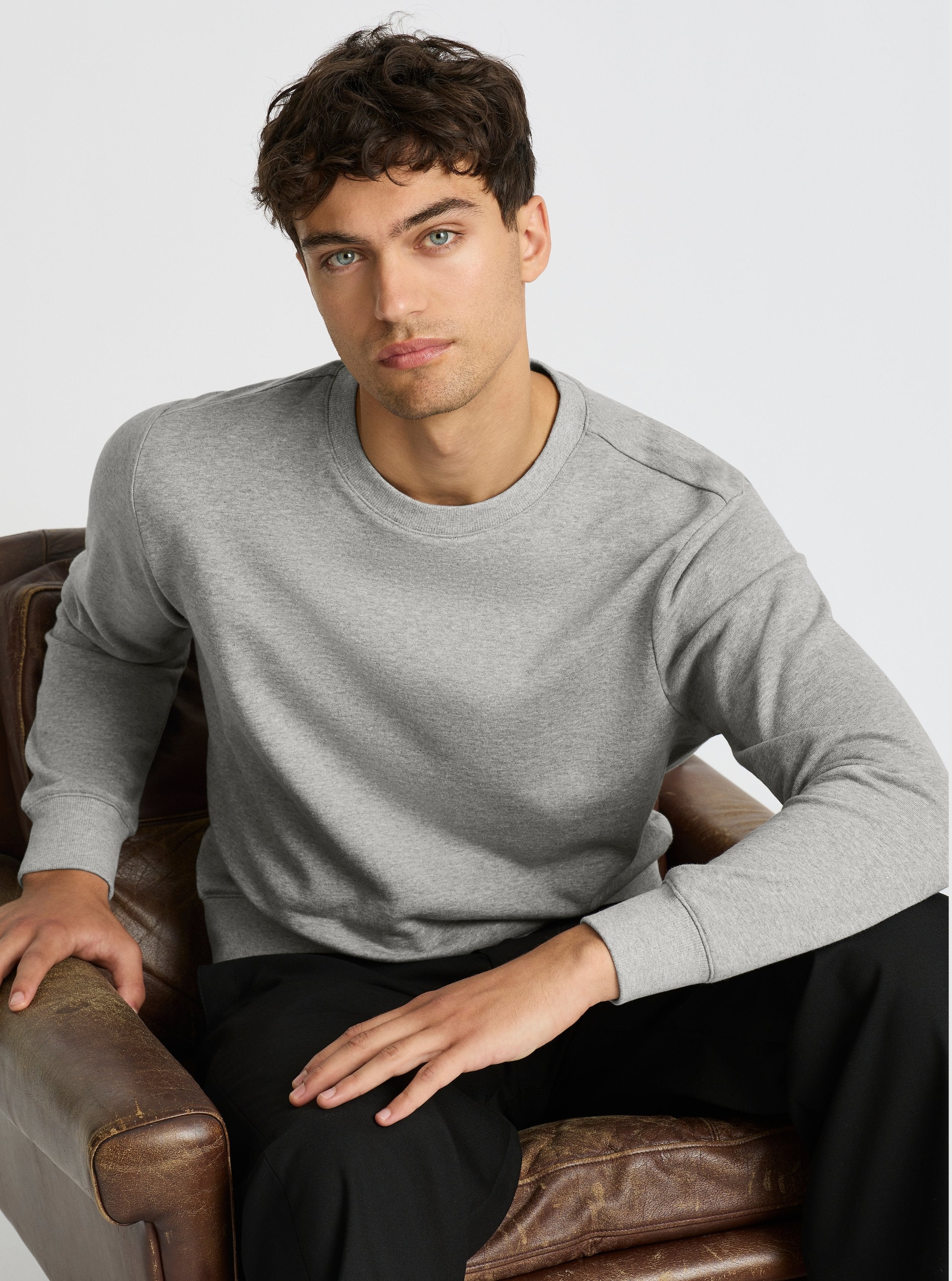 Grey Marl|Evans is 6’2” and wearing a size M
