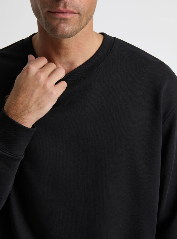 Black|Good Earth Cotton® Sweatshirts – Sustainable Cotton Sweatshirts|Broed is 6’1” and wearing a size L