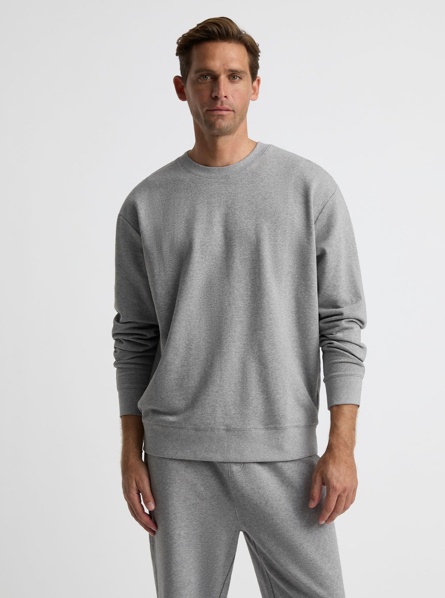 Grey Marl|Good Earth Cotton® Sweatshirts – Sustainable Cotton Sweatshirts|Broed is 6'1" and wearing a size L