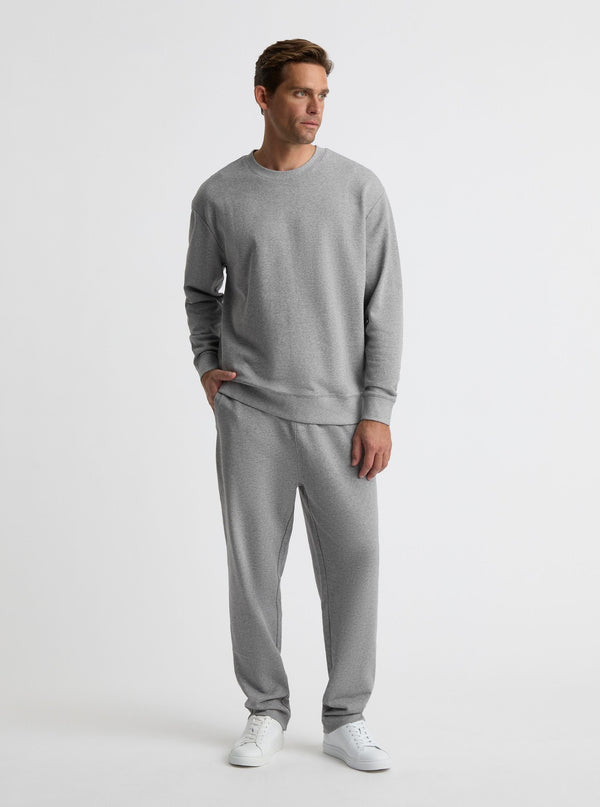 Grey Marl|Good Earth Cotton® Sweatshirts – Sustainable Cotton Sweatshirts|Broed is 6'1" and wearing a size L