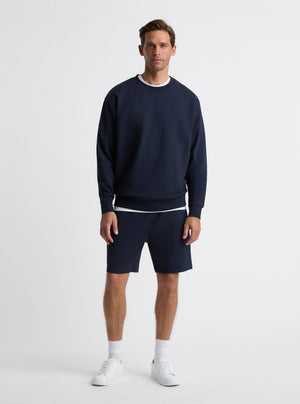Navy|Good Earth Cotton® Sweatshirts – Sustainable Cotton Sweatshirts|Broed is 6’1” and wearing a size L