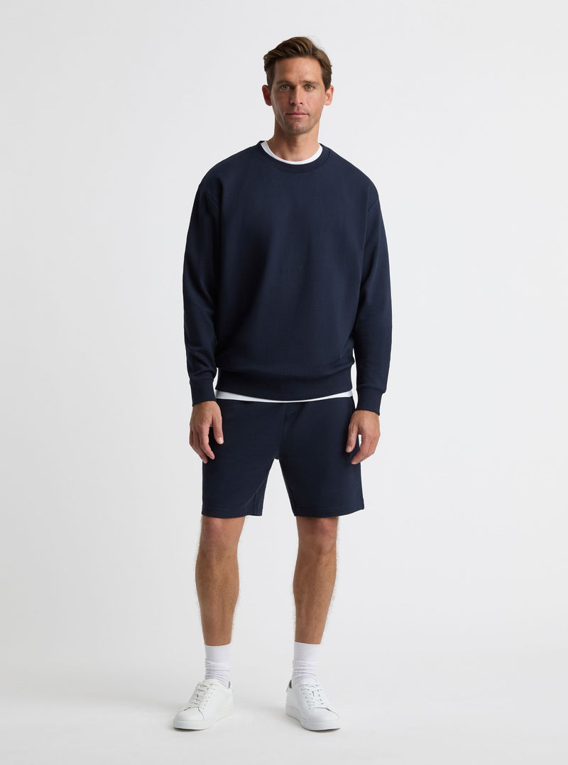 Navy|Good Earth Cotton® Sweatshirts – Sustainable Cotton Sweatshirts|Broed is 6’1” and wearing a size L