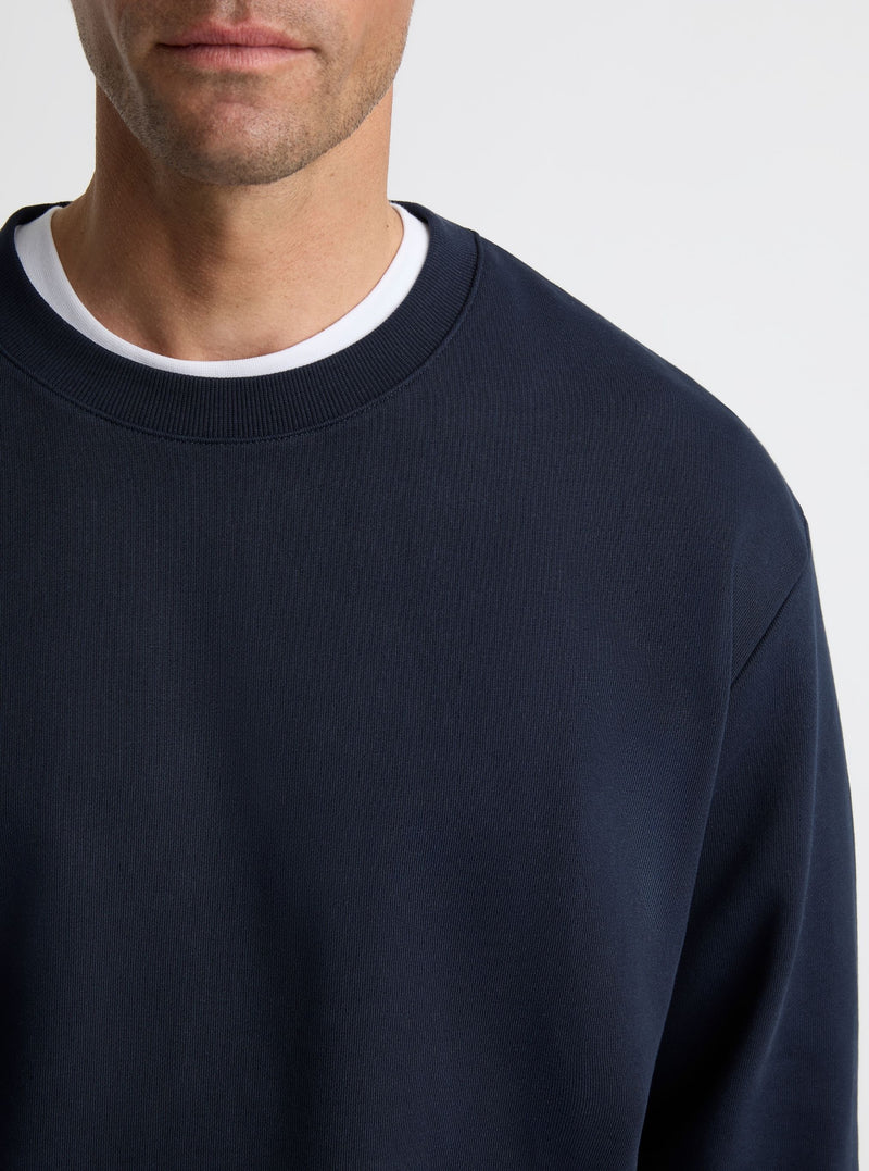 Navy|Good Earth Cotton® Sweatshirts – Sustainable Cotton Sweatshirts|Broed is 6’1” and wearing a size L