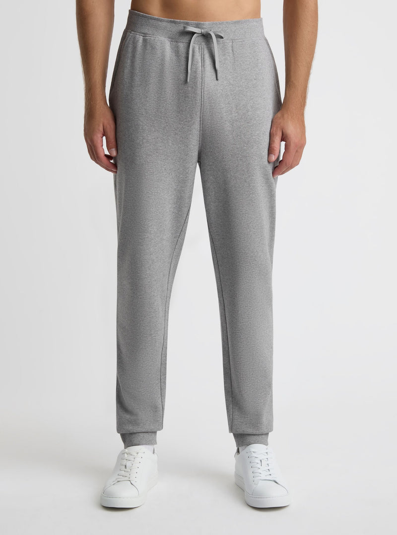 Grey Marl|Good Earth Cotton® Sweatpants for men – Sustainable Cotton Sweatpants|Broed is 6'1" and wearing a size L