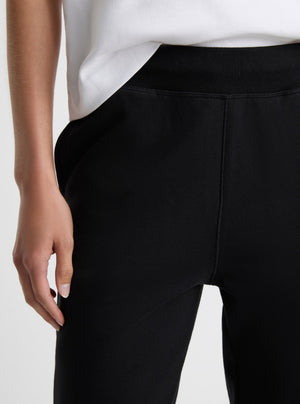 Black|Good Earth Cotton® Sweatpants for women – Sustainable Cotton Sweatpants|Amelia is 5'11" and wearing a size S