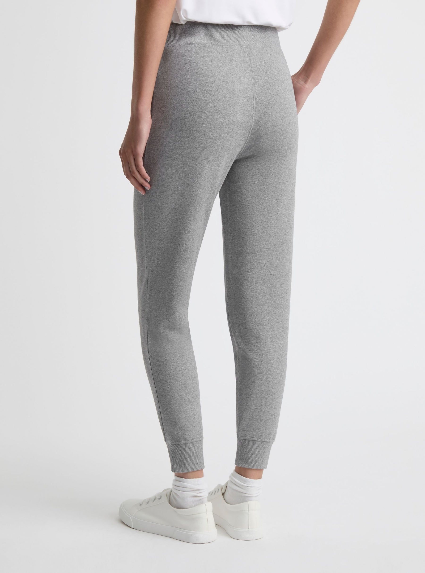 Grey Marl|Good Earth Cotton® Sweatpants for women – Sustainable Cotton Sweatpants|Amelia is 5'11" and wearing a size S