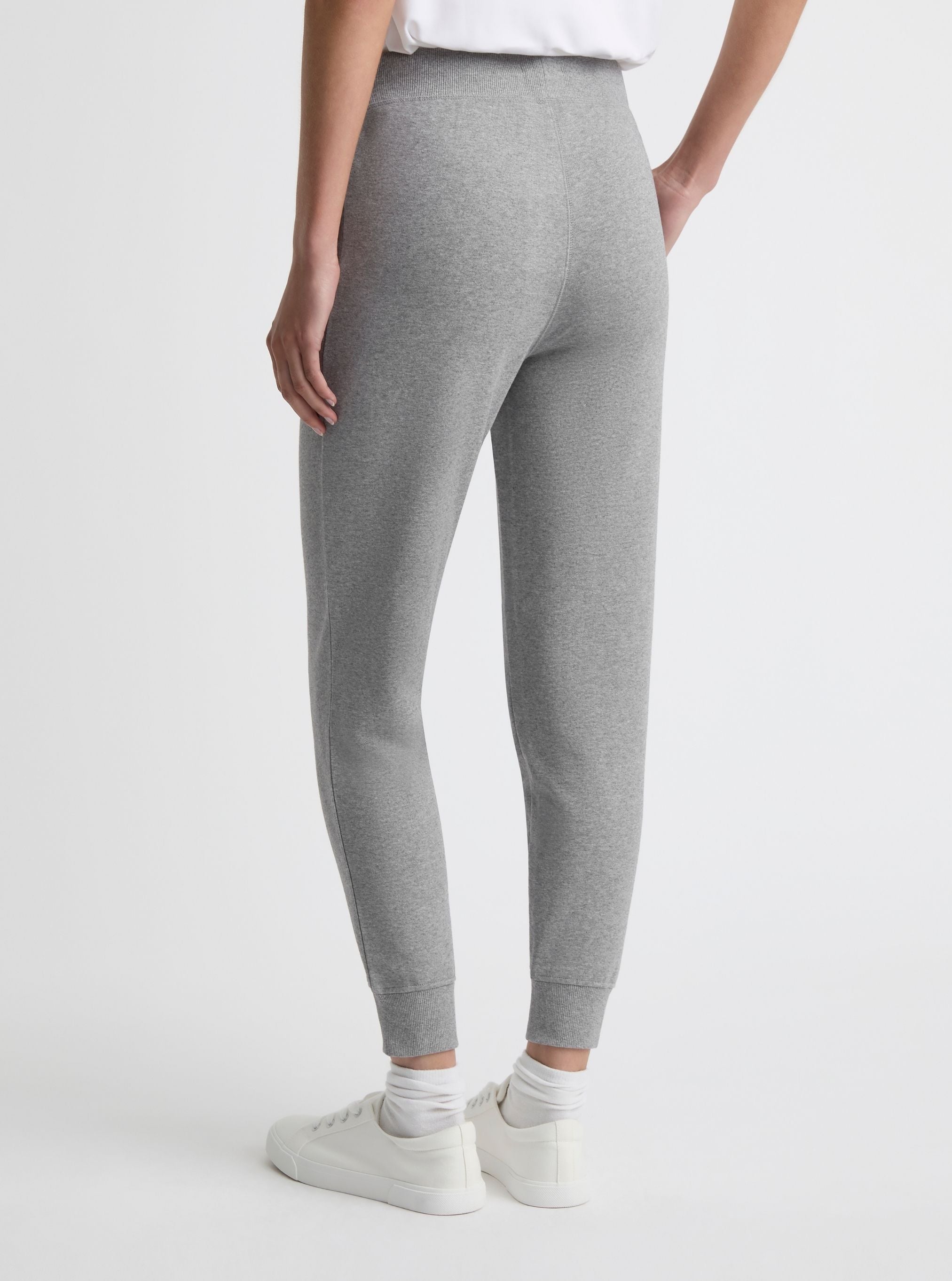 Grey Marl|Good Earth Cotton® Sweatpants for women – Sustainable Cotton Sweatpants|Amelia is 5'11" and wearing a size S