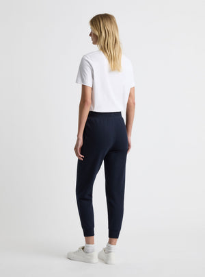 Navy|Good Earth Cotton® Sweatpants for women – Sustainable Cotton Sweatpants|Amelia is 5'11" and wearing a size S