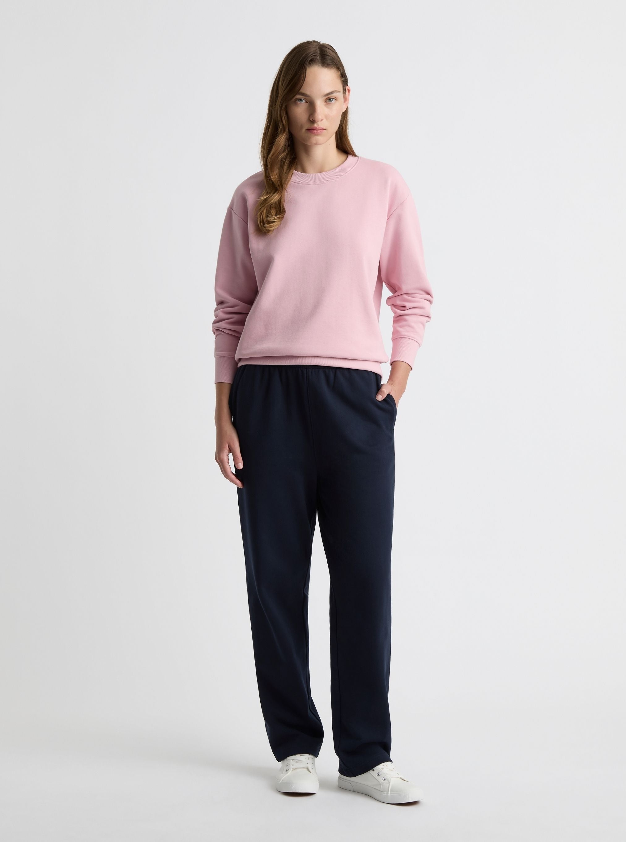 Navy|Zenya is 5'10" and wearing a size S
