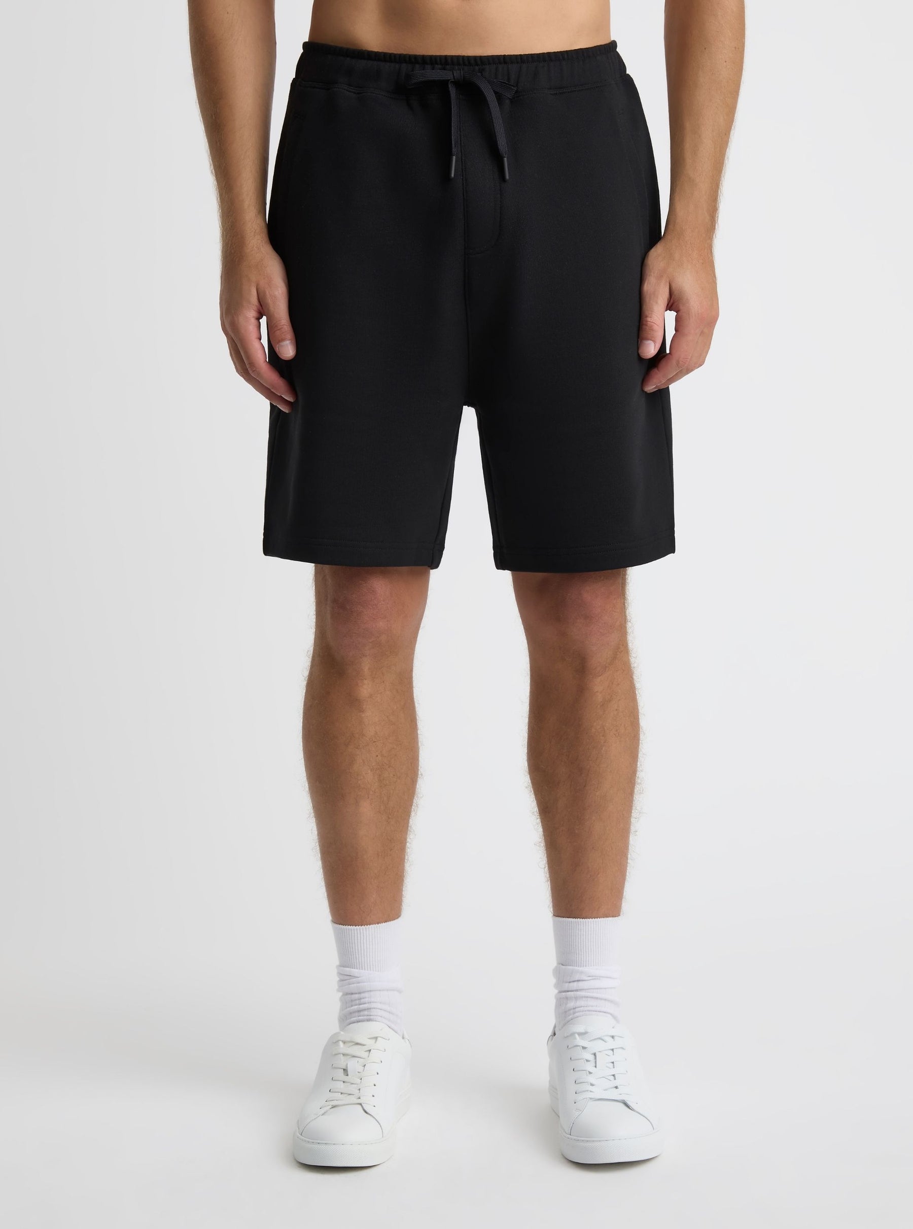 Black|Good Earth Cotton® Shorts – Sustainable Cotton Shorts|Broed is 6'1" and wearing a size L