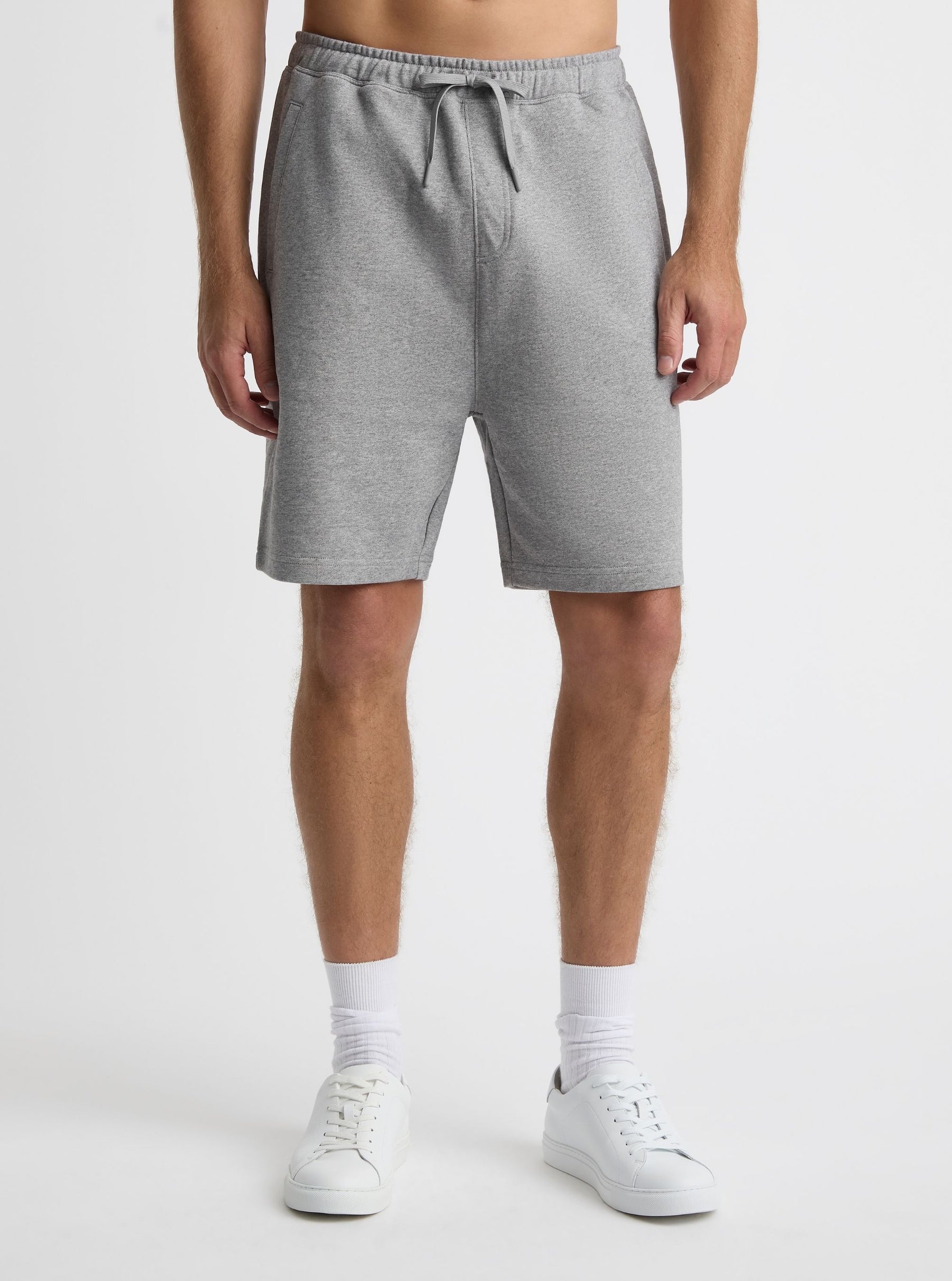 Grey Marl|Good Earth Cotton® Shorts for men – Sustainable Cotton Shorts|Broed is 6'1" and wearing a size L