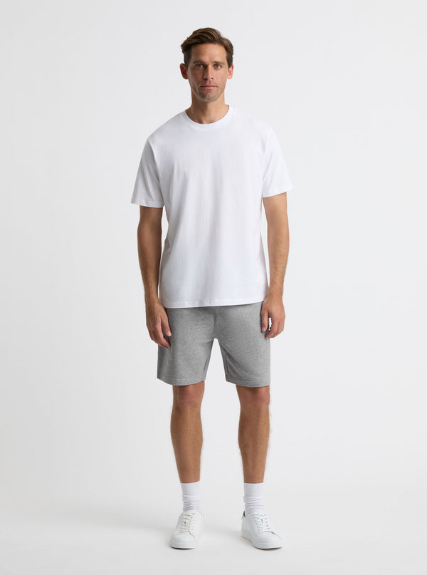 Grey Marl|Good Earth Cotton® Shorts for men – Sustainable Cotton Shorts|Broed is 6'1" and wearing a size L