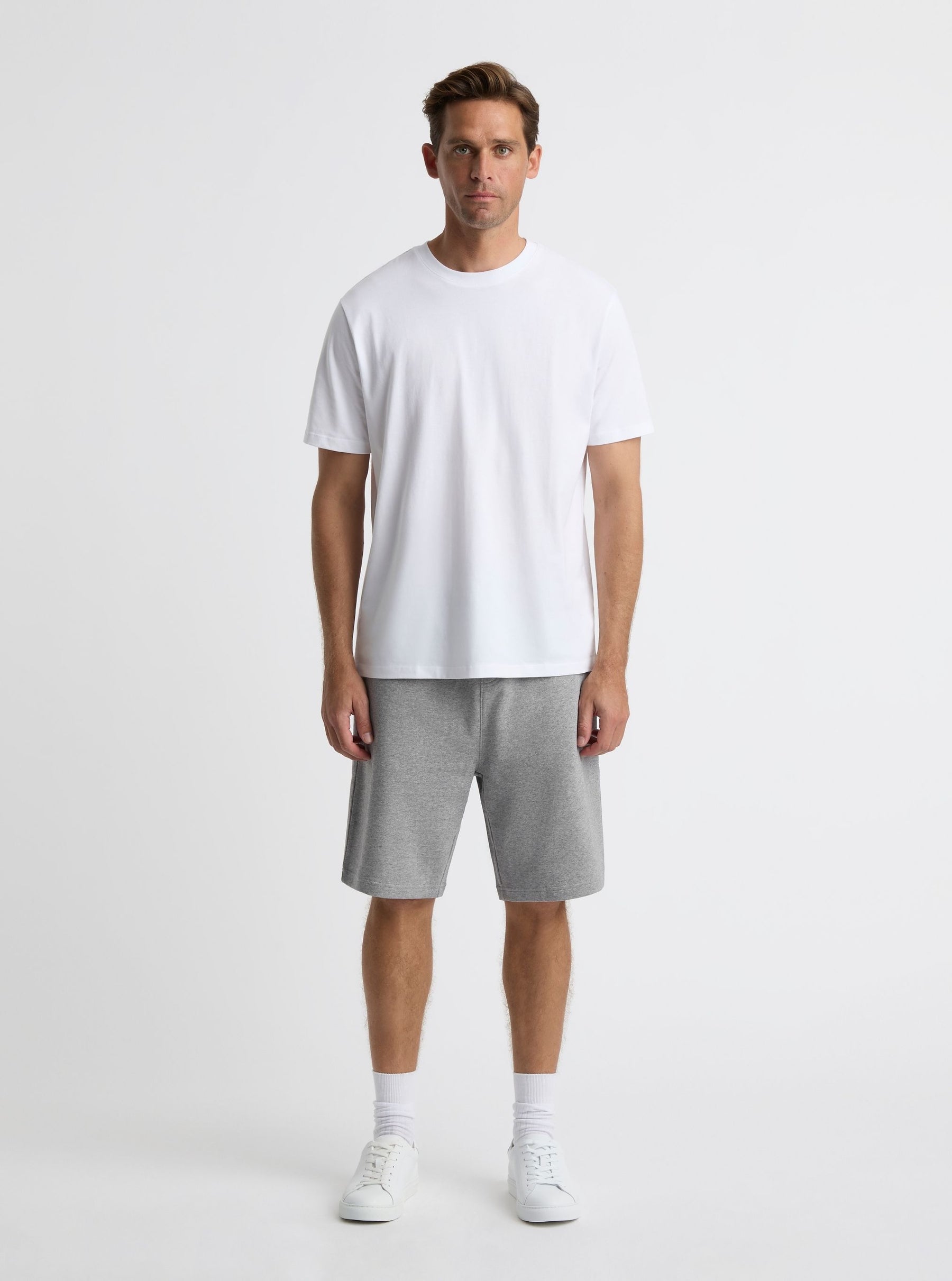 Grey Marl|Broed is 6'1" and wearing a size L