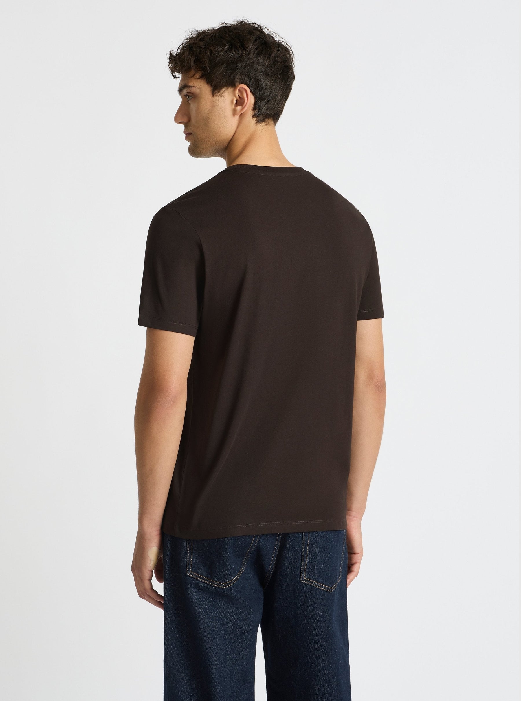 Dark Brown|Good Earth Cotton® Classic Tee for men – Sustainable Cotton T-shirt|Evans is 6’2” and wearing a size M