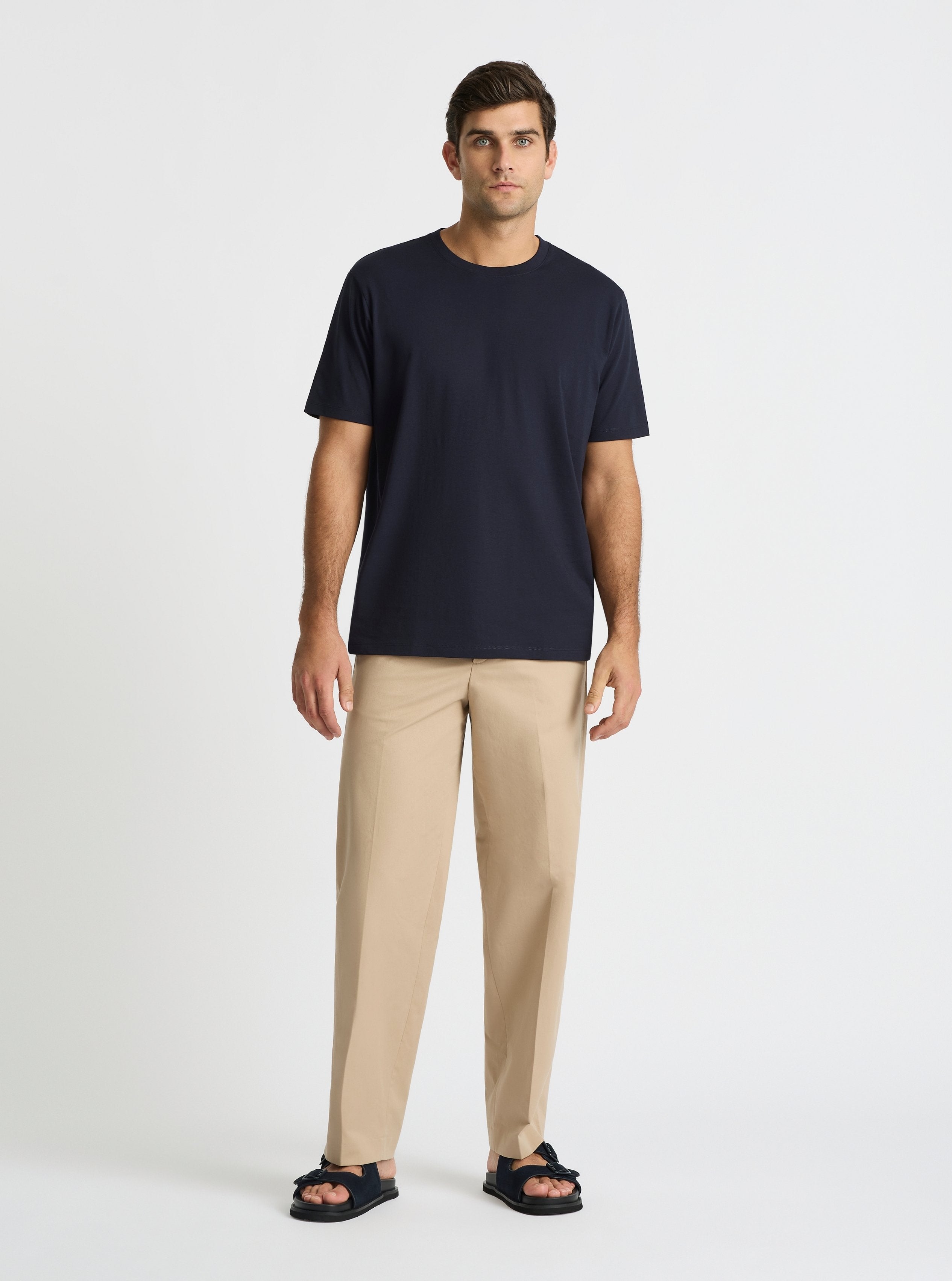 Navy|Good Earth Cotton® Classic Tee – Sustainable Cotton T-shirts|Jack is 6’2” and wearing a size L