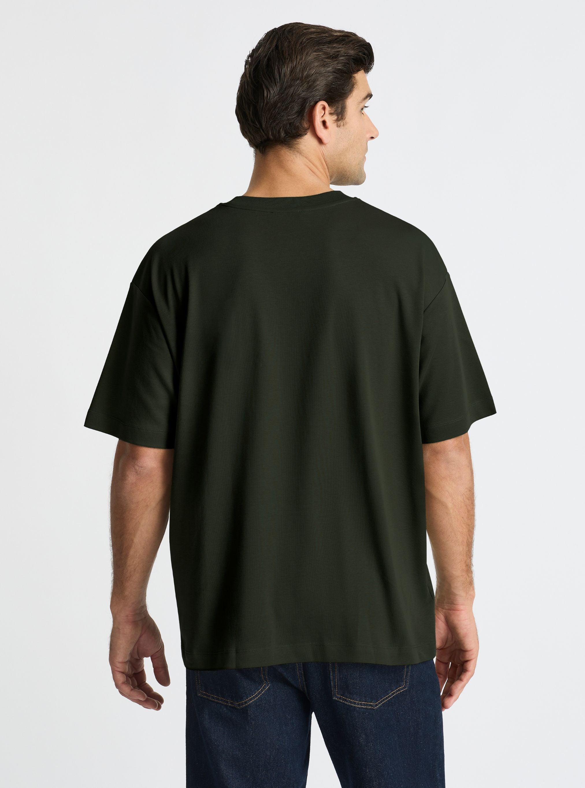 Green|Good Earth Cotton® Oversized Tee – Sustainable Cotton T-shirt|Jack is 6’2” and wearing a size L