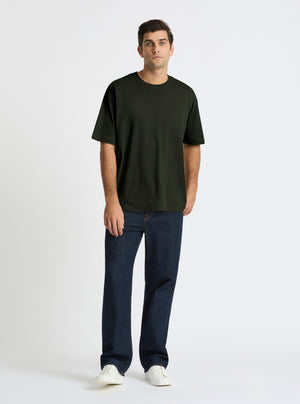 Green|Good Earth Cotton® Oversized Tee – Sustainable Cotton T-shirt|Jack is 6’2” and wearing a size L