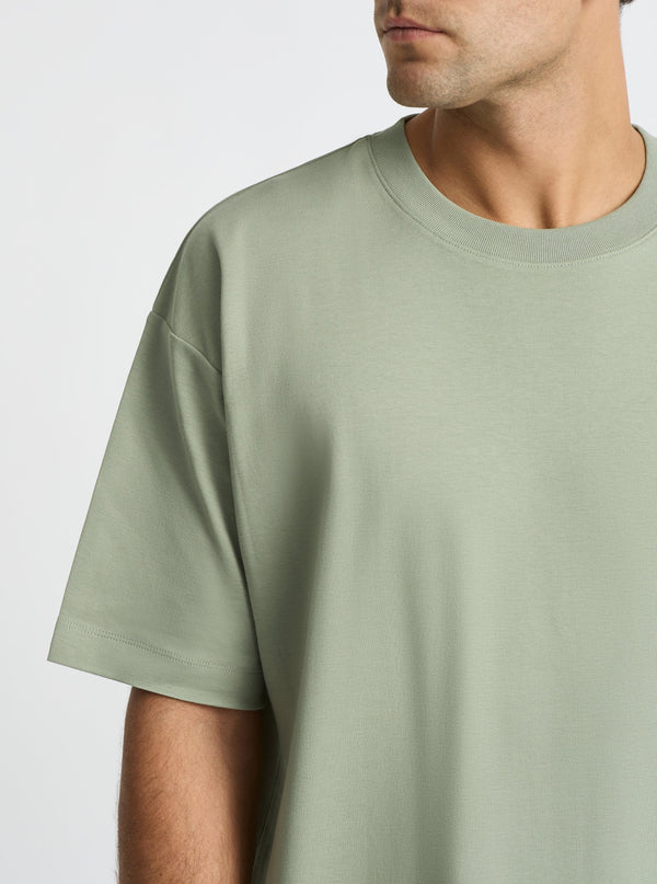 Dessert Sage|Good Earth Cotton® Oversized Tee – Sustainable Cotton T-shirt|Jack is 6’2” and wearing a size L
