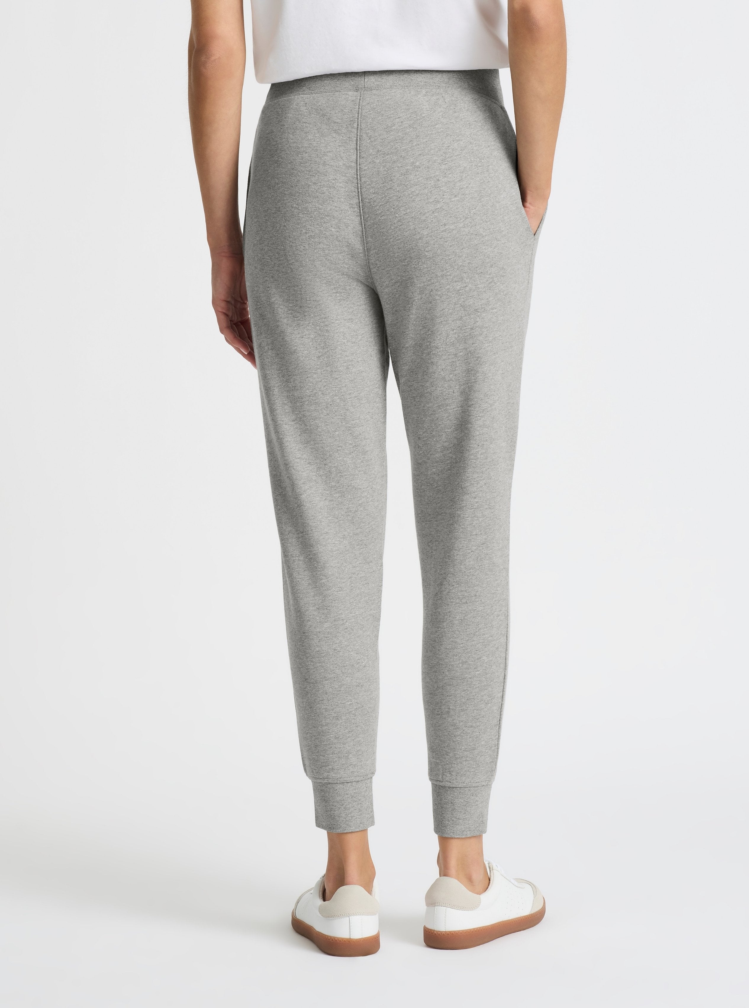 Grey Marl|Good Earth Cotton® Sweatpants for women – Sustainable Cotton Sweatpants|Karolina is 5'10" and wearing a size S