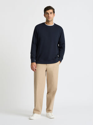 Navy|Good Earth Cotton® Sweatshirts – Sustainable Cotton Sweatshirts|Jack is 6’2” and wearing a size L